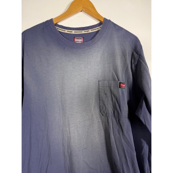 Wrangler Other - Wrangler Mens 2XL Blue Long Sleeve Pocket T-Shirt Faded Distressed Grunge